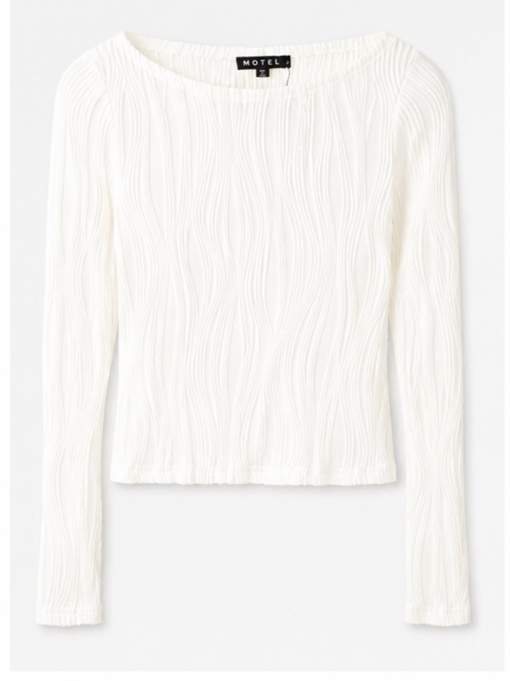 Motel Rocks Ivory Textured Wave Long Sleeve Top
